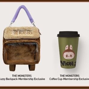 Member Exclusive Birthday gift The Monsters Fuzzy Backpack and Coffee Cup Set